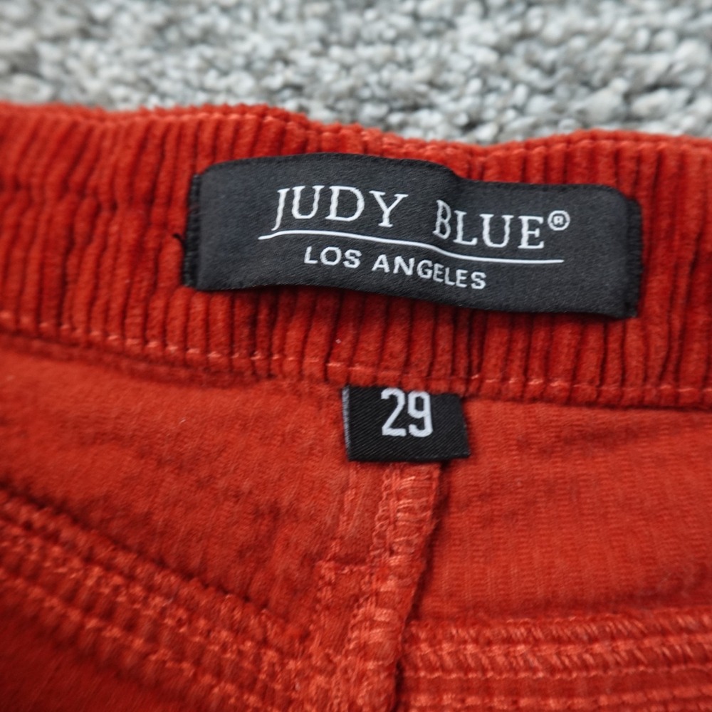 Judy Blue Pants Womens 29 Red Orange Corduroy Slim Fit Stretch Trouser Carpenter - Picture 7 of 12